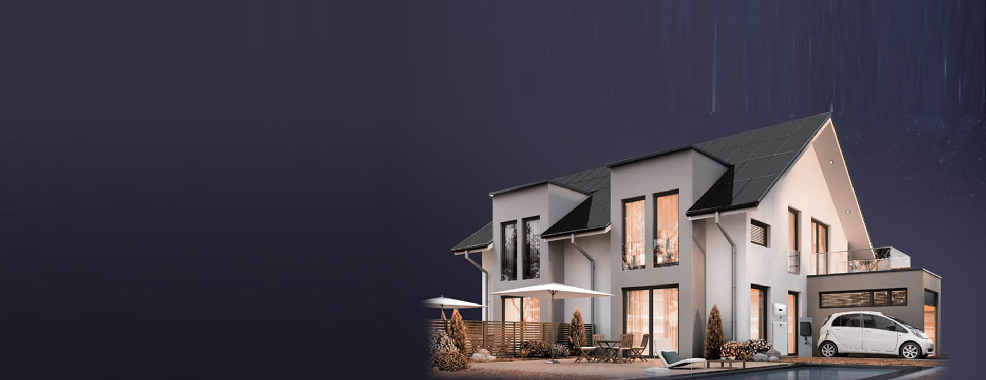 Ein Haus mit Aiko Solarmodulen auf dem Dach