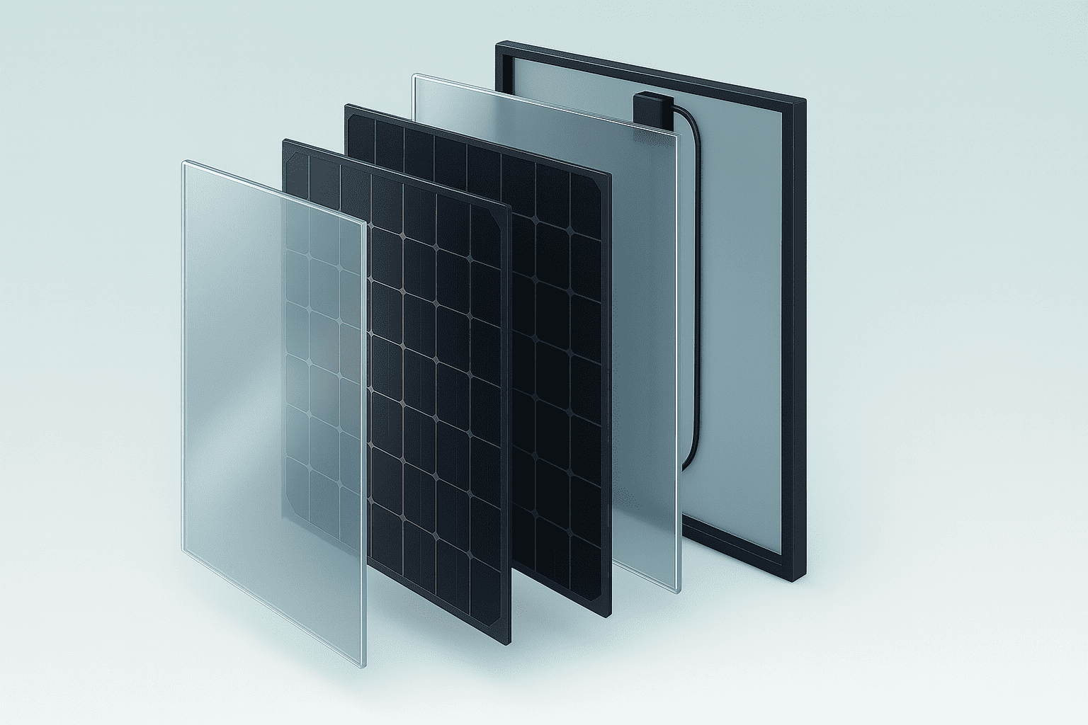 Explosionsansicht eines Solarpanels