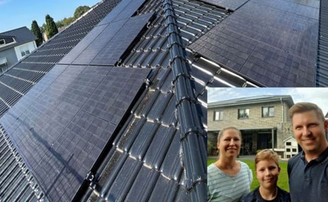 Eine Photovoltaikanlage auf einem Einfamilienhaus in Aachen.