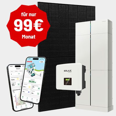 Photovoltaik Angebot bestehend aus Stromspeicher, Photovoltaikmodulen, Wechselrichter und Energiemanagement System