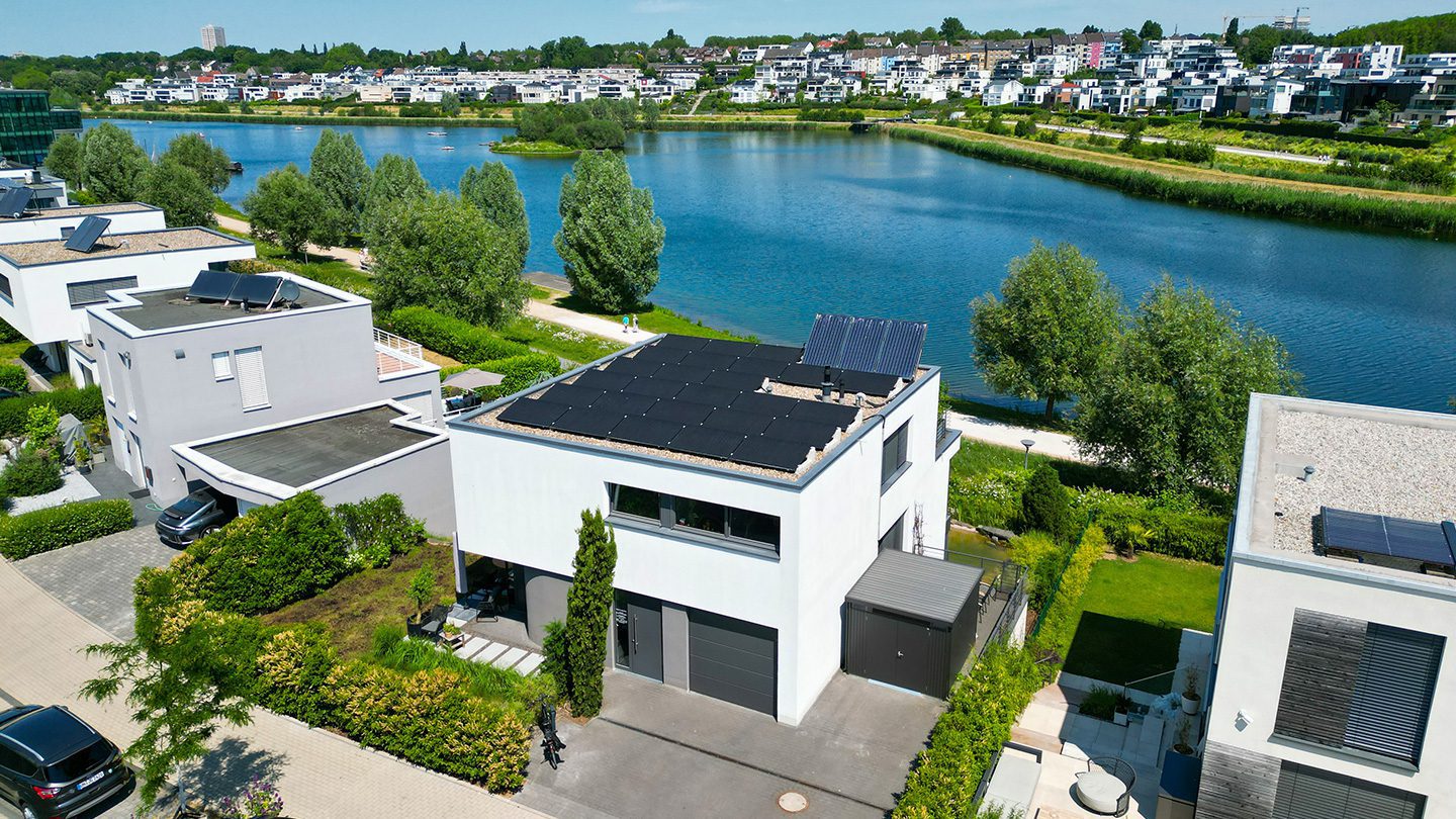 Eine Photovoltaikanlage auf einem Haus in Herne