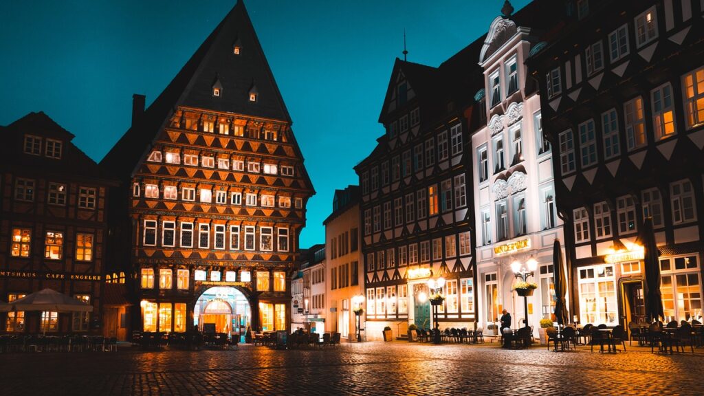 Die Altstadt von Hildesheim bei Nacht