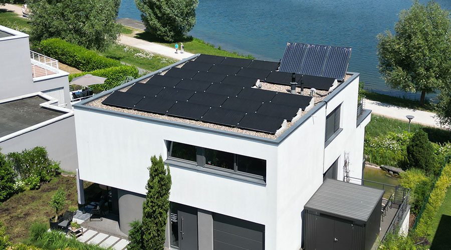 Ballastierung Flachdach PV Anlage mit Kies