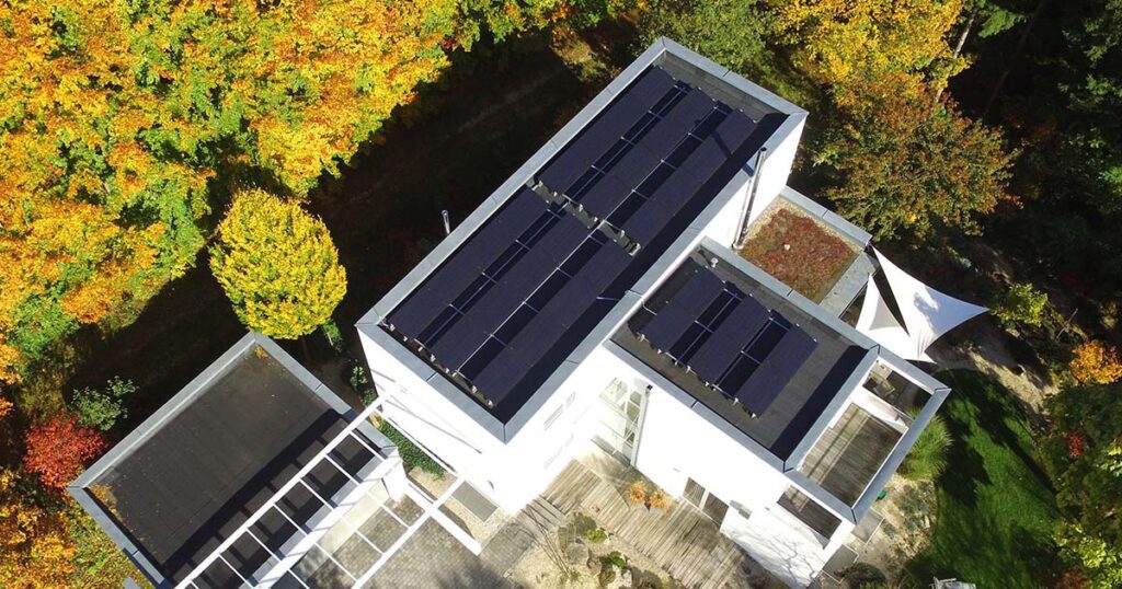 PV Anlage auf einem Flachdach