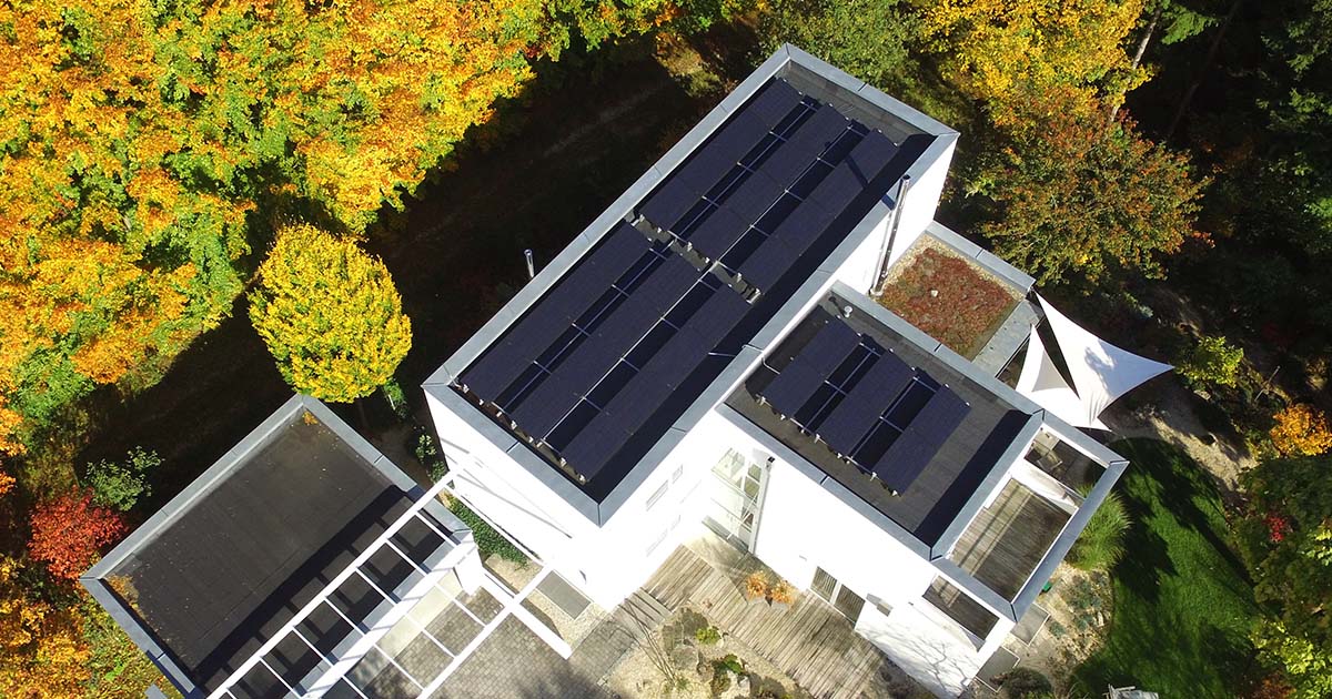 PV Anlage auf einem Flachdach