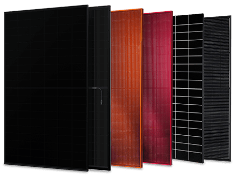 Es sind 5 Solarmodule von verschiedenen Firmen zu sehen.